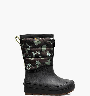Snow Shell Zip Camo Texture Kids' Winter Boots in Black Multi for $65.00