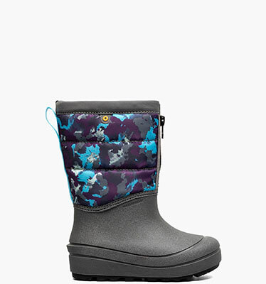 Snow Shell Zip Camo Texture Kids' Winter Boots in Gray Multi for $65.00