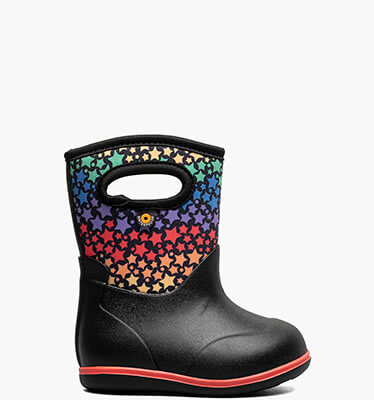 Baby Classic Rainbow Stars Waterproof Baby Boots in Black Multi for $55.00