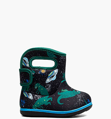 Baby Bogs II Jurassic Dino Waterproof Baby Boots in Black Multi for $55.00