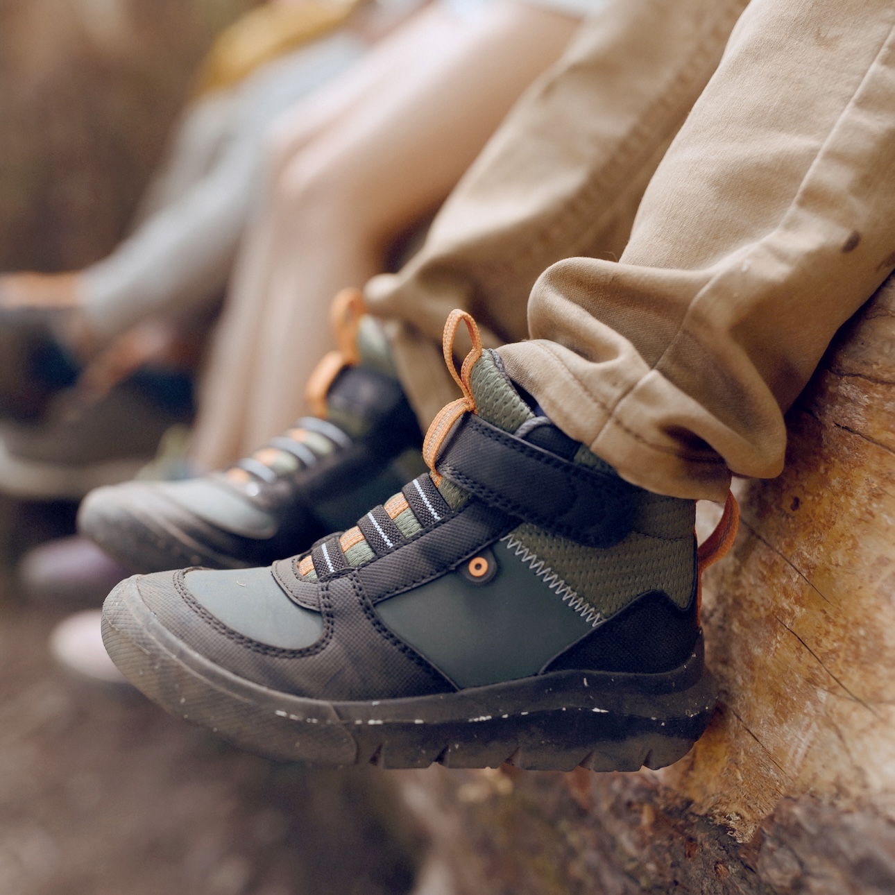 The image shown is a closeup of our kids’ skyline kicker water resistant shoe in green, blue & black with a Velcro strap.  Show now. 