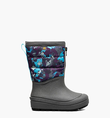 Snow Shell Zip Camo Texture Kids' Winter Boots in Gray Multi for $65.00