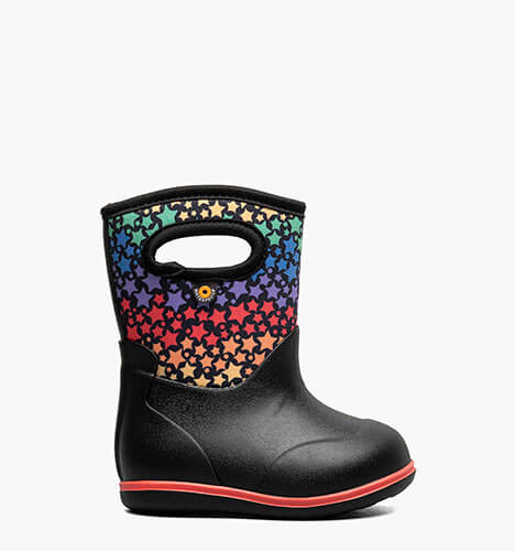 Baby Classic Rainbow Stars Waterproof Baby Boots in Black Multi for $55.00